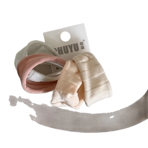 Lot de 3 chouchous en tissu côtelé haute élasticité en coloris rose et beige
