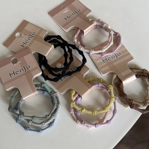 Pack of 3 high elasticity spiral hair ties in Morandi colors with braided texture