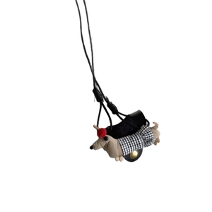 Support à lunettes créatif en forme de teckel en peluche avec cordon et robe à carreaux