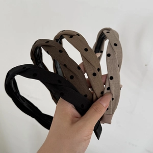 Braided polka dot headbands set in neutral tones with anti-slip design for women