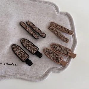 Vintage Leopard Print Metal Hair Clips Chic Geometric Side Hairpins For Women Girls Fashionable Handmade Hair Accessories