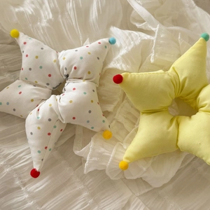 Creative Star Shaped Satin Scrunchie With Colorful Polka Dots And Pom Poms Handmade Padded Hair Tie Women Hair Accessories