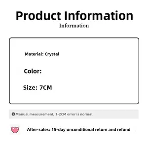 Detailed product size guide showing 7CM crystal hair clip with material specifications