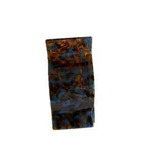 Elegant rectangle acetate hair claw clip with vintage blue marble tortoiseshell pattern