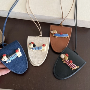 Cute cartoon puppy leather magnetic glasses holder necklaces in four different colors