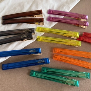 Set of colorful minimalist translucent handmade acrylic duckbill hair clips for women