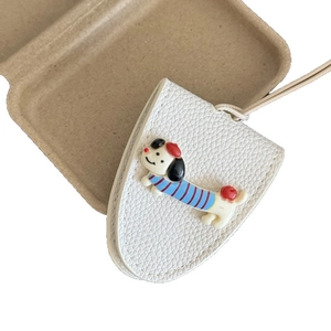 Cute puppy magnetic leather eyewear clip necklace and long lanyard glasses holder