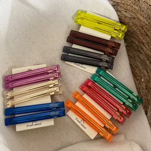 French Handmade Acetate Hair Clips For Women Minimalist Transparent Duckbill Clips Geometric One Word Hairpins Hair Accessories