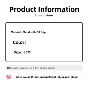 Technical specs for 5cm metal enamel hair clip with measurement tolerance info
