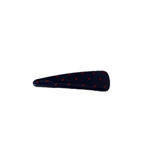 Pince à cheveux triangulaire bleu marine à pois rouges avec finition miroir pour femmes