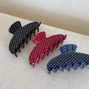 French Retro Acetate Polka Dot Hair Claw Clip Large Shark Clip Elegant Non-Slip Hair Clamp Styling Accessories For Women