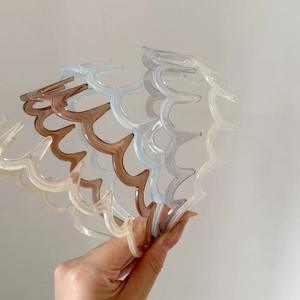 Lot de 5 serre-têtes ondulés antidérapants en résine translucide de couleurs assorties