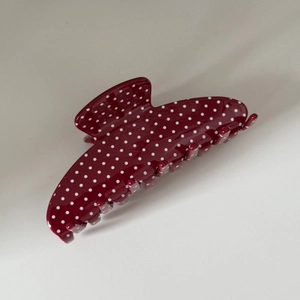 French retro large red polka dot cellulose acetate shark hair claw clip for women