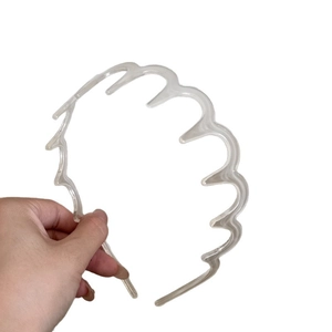 Serre-tête ondulé transparent en plastique avec dents antidérapantes pour le visage