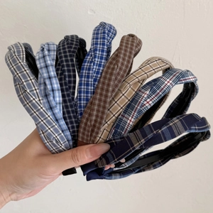 British Vintage Checkered Twist Knot Headband For Women Non-Slip Plaid Fabric Hair Band Academic Fashion Hair Accessories