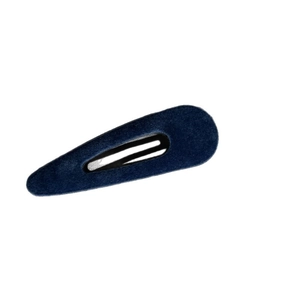 Dark blue velvet triangular hair clip with soft flocked finish for elegant hair styling