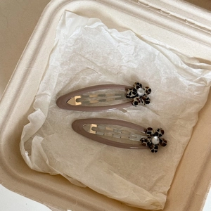 Barrette Cheveux Style Coréen Élégant Imprimé Léopard Fleur Alliage Résine Strass Pince BB Pour Femme Accessoire Coiffure