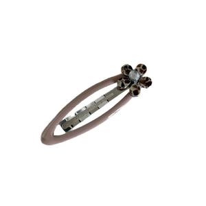 Barrette à cheveux fleur léopard marron pour femme avec base rose et strass