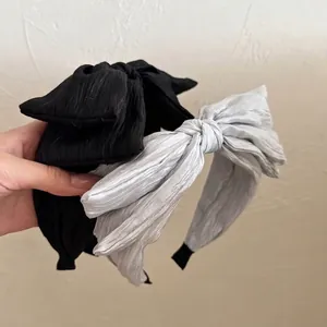 Elegant Pleated Bow Headband For Women Satin Look Wide Hair Band Fashion Commuting Everyday Hair Accessories