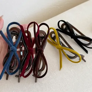 Velvet bow banana hair clips in black, blue, wine red, brown and yellow colors