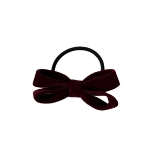 Vintage dunkelroter Samt Haargummi mit Schleife und elastischem Band für tägliches Styling
