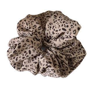 Vintage leopard print scrunchie made of premium satin for elegant women hairstyles