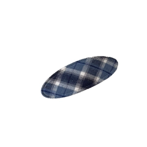 Stylish blue and white plaid fabric BB hair clip for women with oval design