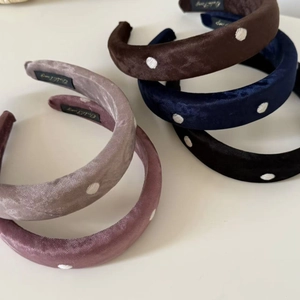 Vintage velvet polka dot headband set in four colors for high top hair styling