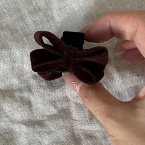 Vintage dark brown velvet bow hair clip for elegant women styling and everyday use