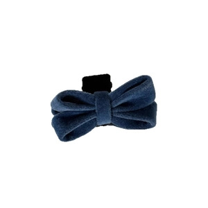 Navy blue velvet bow hair clip for women with double-layered elegant fabric texture