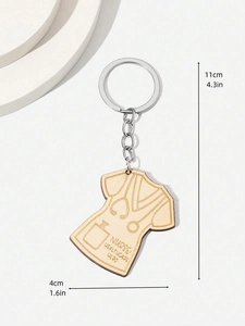 Nurse healthcare hero wooden keychain with stethoscope laser engraving and size dimensions