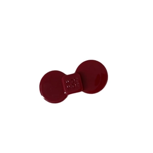 Minimalist burgundy acetate flower bow hair clip with embossed letter pattern