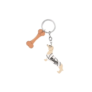 Dachshund en bot sleutelhanger met Mom gravure, creatief cadeau voor Moederdag voor honden