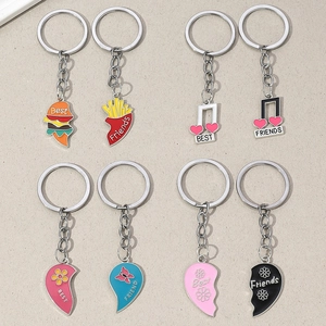 Best Friends BFF burger music note and heart-shaped alloy pendant keychains set