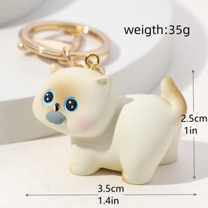 Detailed dimensions of 3D cartoon cat keychain weighing 35g with 3.5cm width