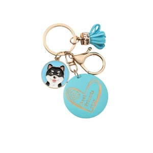 Dog themed keychain with blue tassel and Best Friends ever engraved heart pendant