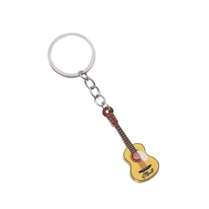 Creative yellow acrylic guitar keychain with realistic hip-hop rock musical instrument design