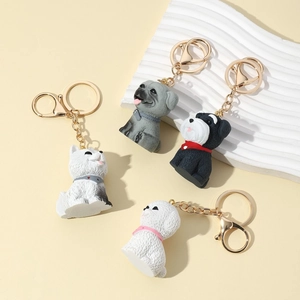 Portachiavi in Resina Cane Cartoon 3D Carino Cane di Simulazione Husky Carlino Schnauzer Teddy Ciondolo per Borsa Regalo