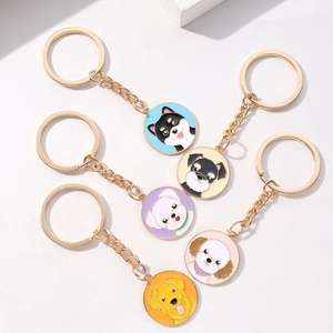 Cute Cartoon Dog Enamel Keychain For Women Men Zinc Alloy Pet Puppy Key Ring Pendant Birthday Gift Daily Decoration