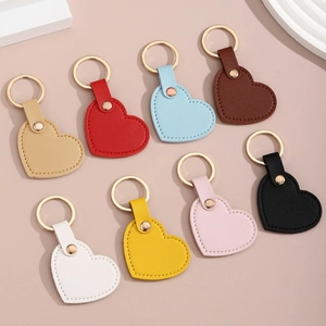 Lot de porte-clés cœur en cuir de 8 couleurs avec anneaux métalliques dorés