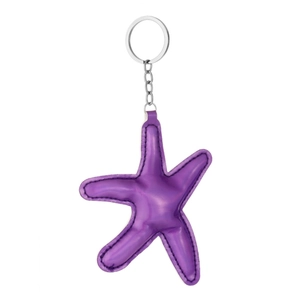 Portachiavi a stella marina in pelle viola fatto a mano con imbottitura e anello in metallo
