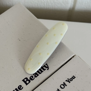 Barrette à cheveux mignonne style coréen jaune crème à pois bleus pour femmes
