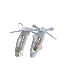 Lot de barrettes à fleurs en dentelle bleu clair avec nœuds en soie et clips BB