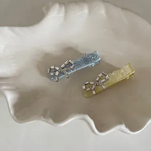 Sweet Bow Rhinestone Hair Clips For Women Metal Crystal Texture Bangs Clip Side Clip Fashion Hair Accessories Jewelry Gift