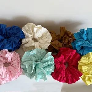 Women Large Satin Ruffled Scrunchie Oversized Layered Hair Tie Balletcore Style Hair Rope Elastic Ponytail Holder Accessory