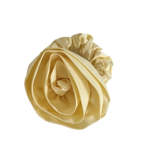 Handmade cream silk rose flower scrunchie hair clip for elegant women styling