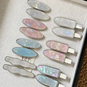 Lot de barrettes à cheveux ondulées en acétate irisé aux couleurs pastel douces