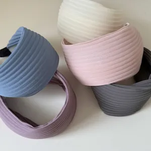 Women's Wide Brim Striped Pleated Headband Minimalist Fabric Fashion Hair Hoop Elegant Commute Style Headwear Accessories
