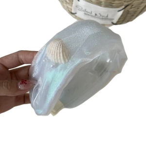 Schillerndes weißes Meeres-Stirnband mit Muschel und Perlen für Damen