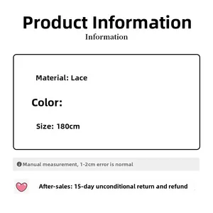 Detail showing 180cm star lace scarf specifications and premium material texture info